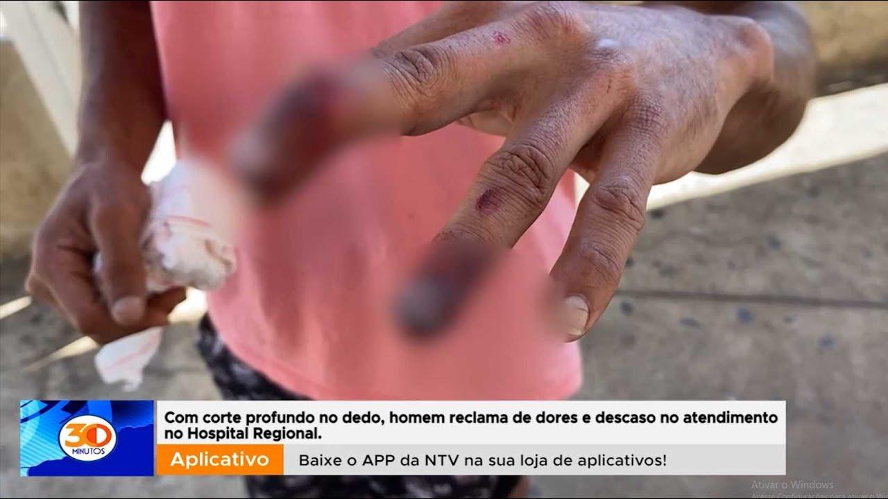 Com corte profundo no dedo, homem reclama de descaso no HRAD